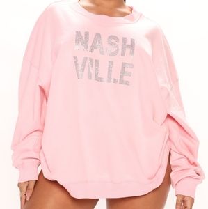 Long sleeve sweatshirt "Nashville" rhinestone (L)